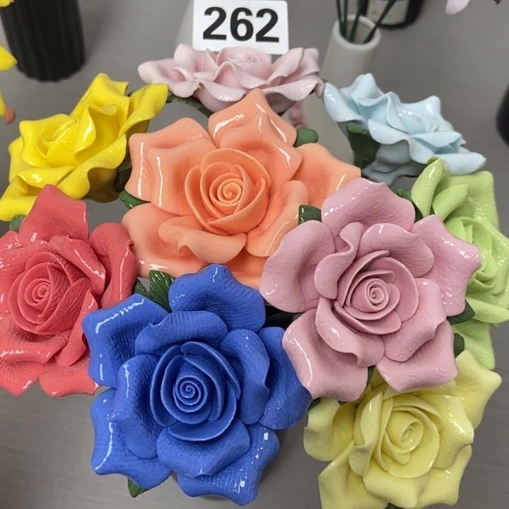陶瓷手工制作陶瓷花9朵