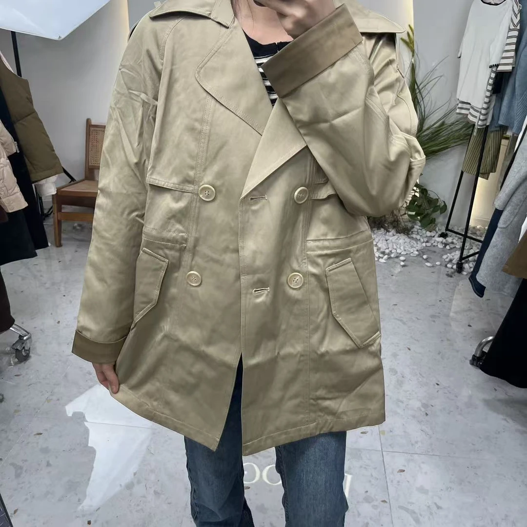 风衣中长款口袋短款女装春季宽松型百搭常规女大衣NAFF253C31