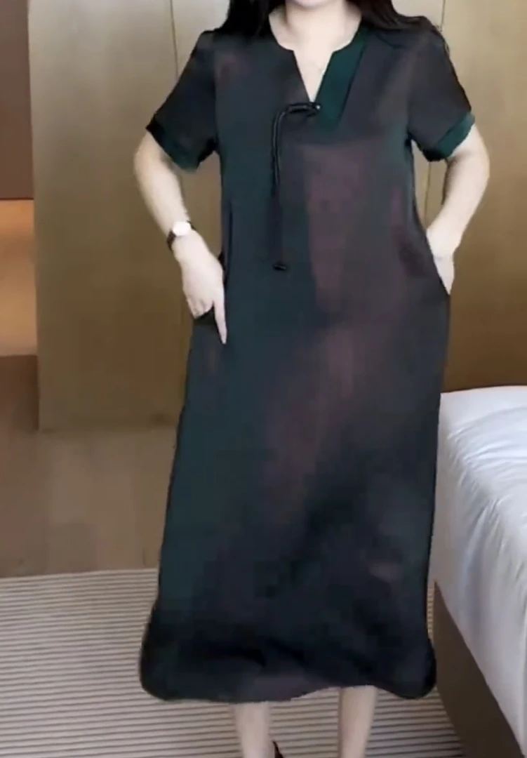 时尚洋气国风新款过膝遮肉大码女装02