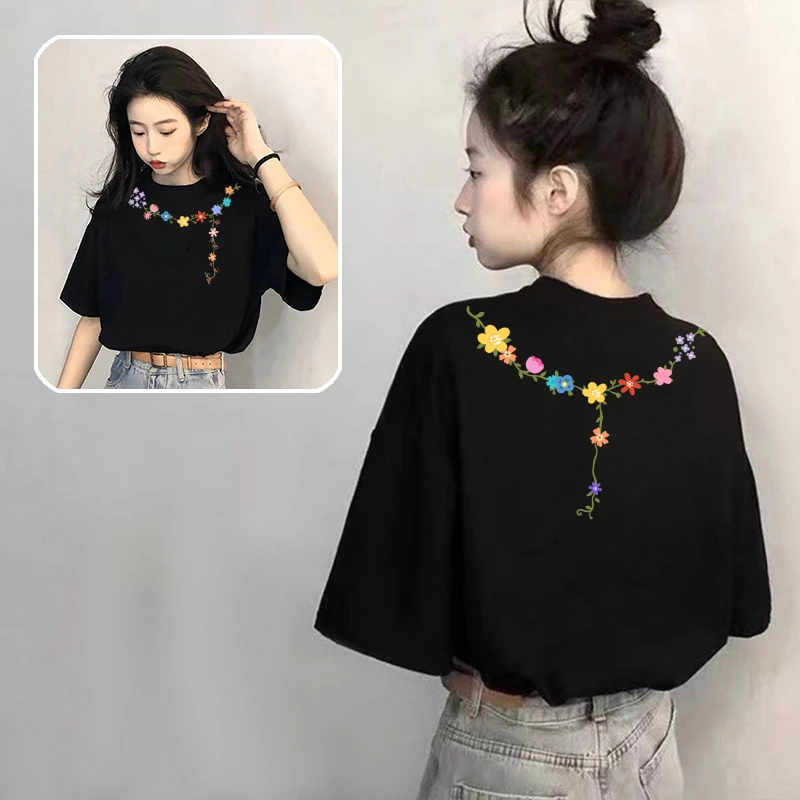 黑色纯棉短袖t恤女2025新款爆款夏季减龄上衣宽松大码半袖体恤ins