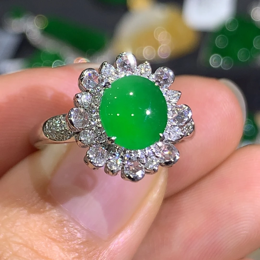 翡翠戒指18K金镶嵌8、