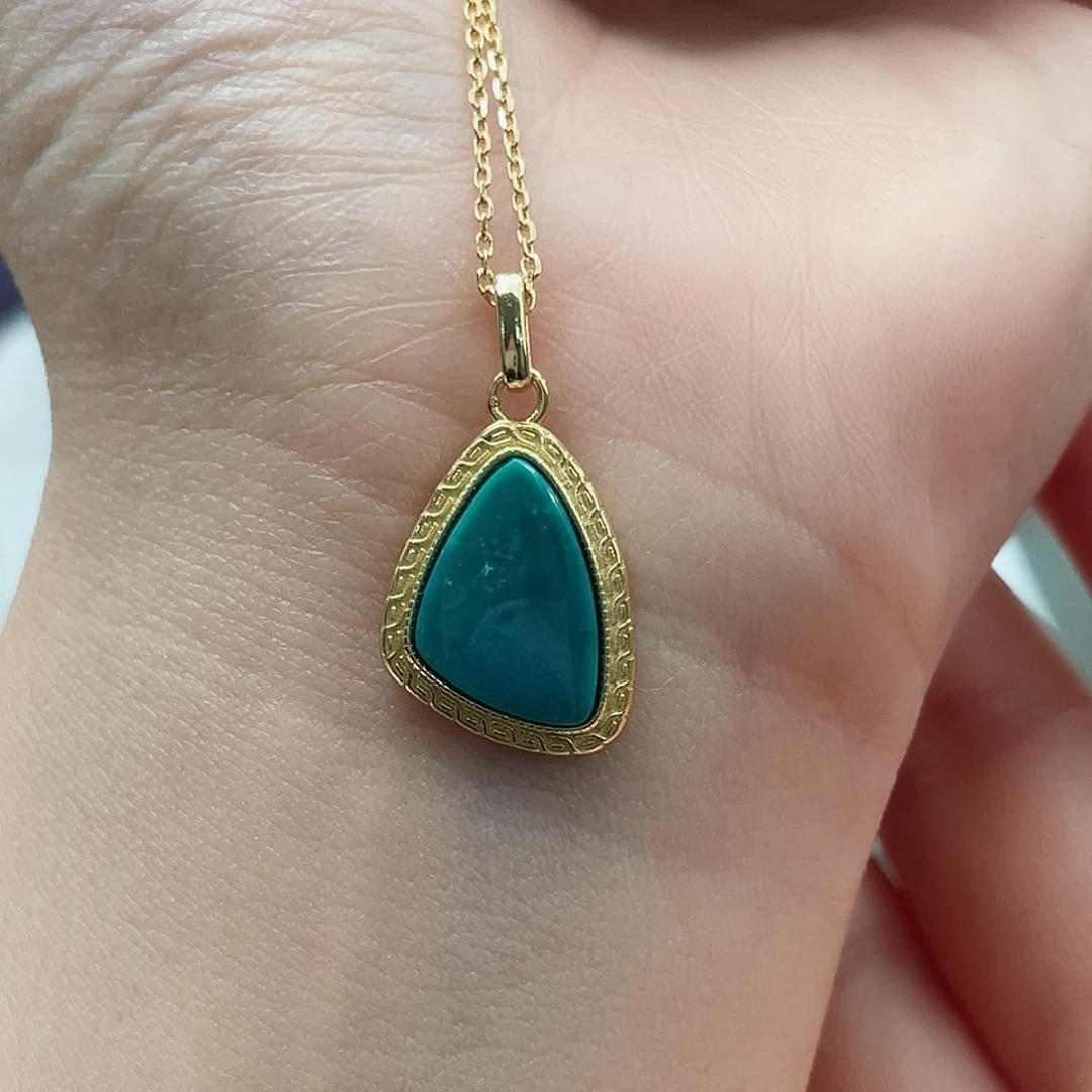 绿松石颈饰银S925镶嵌