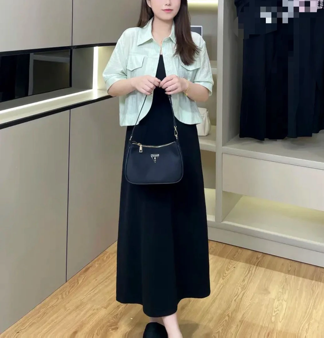 现货正品-【薄荷绿冰丝凉感】休闲大码胖妹妹连衣裙高端大气上档次