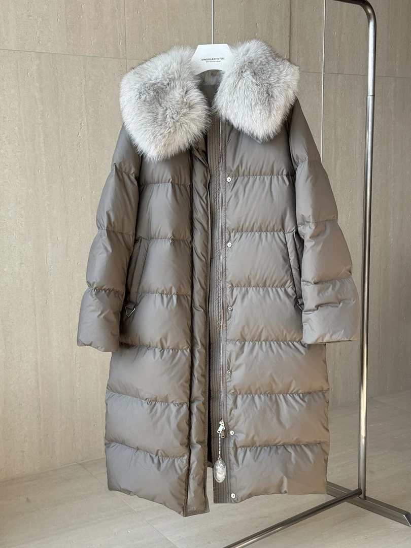 Singularity Me 9S 2557 203克长款大毛领90白鸭绒羽绒服外套