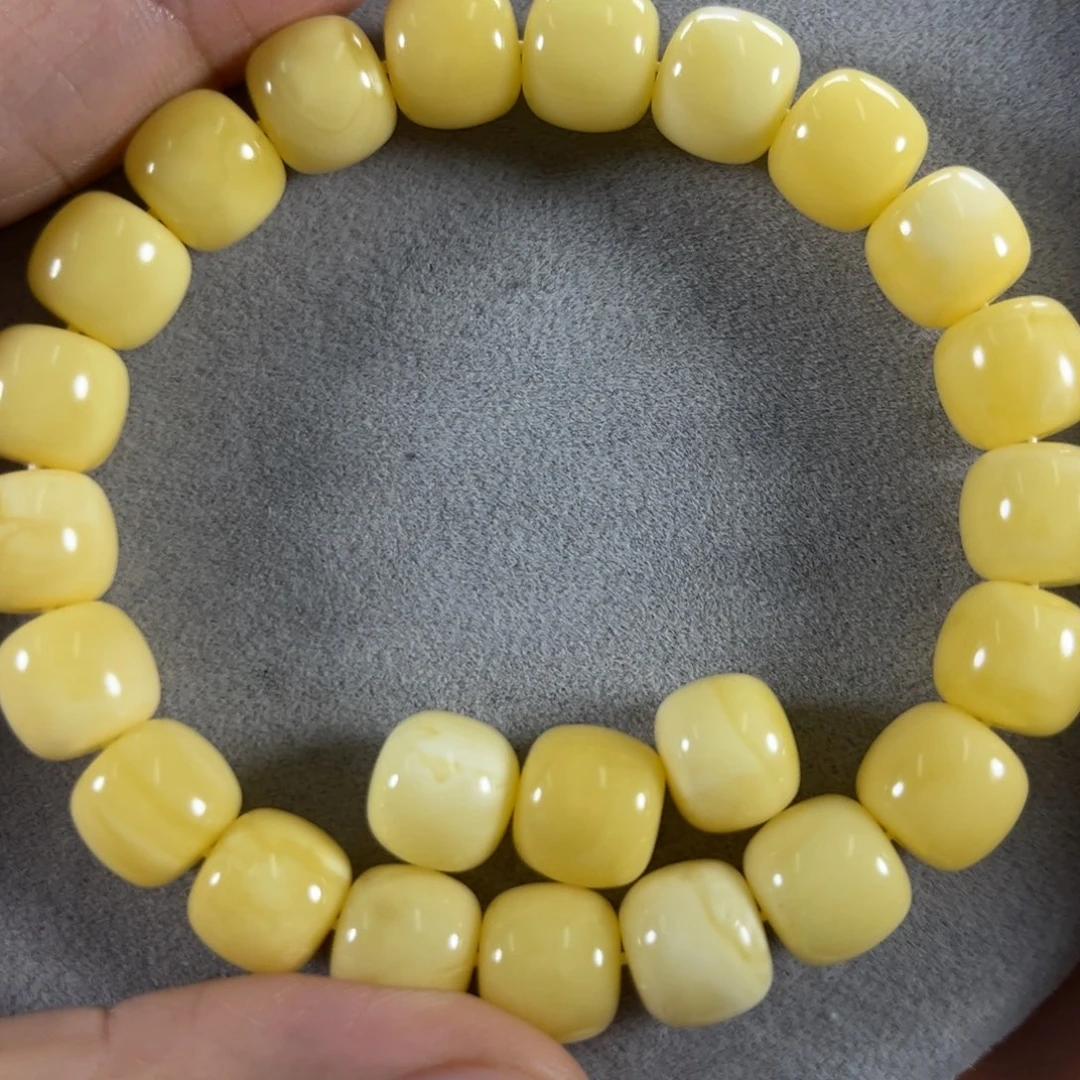 蜜蜡手串未镶嵌笑**生纯天然奶黄满蜡