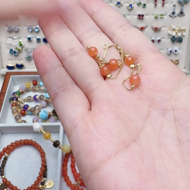 南红玛瑙手链银S925镶嵌手链A106