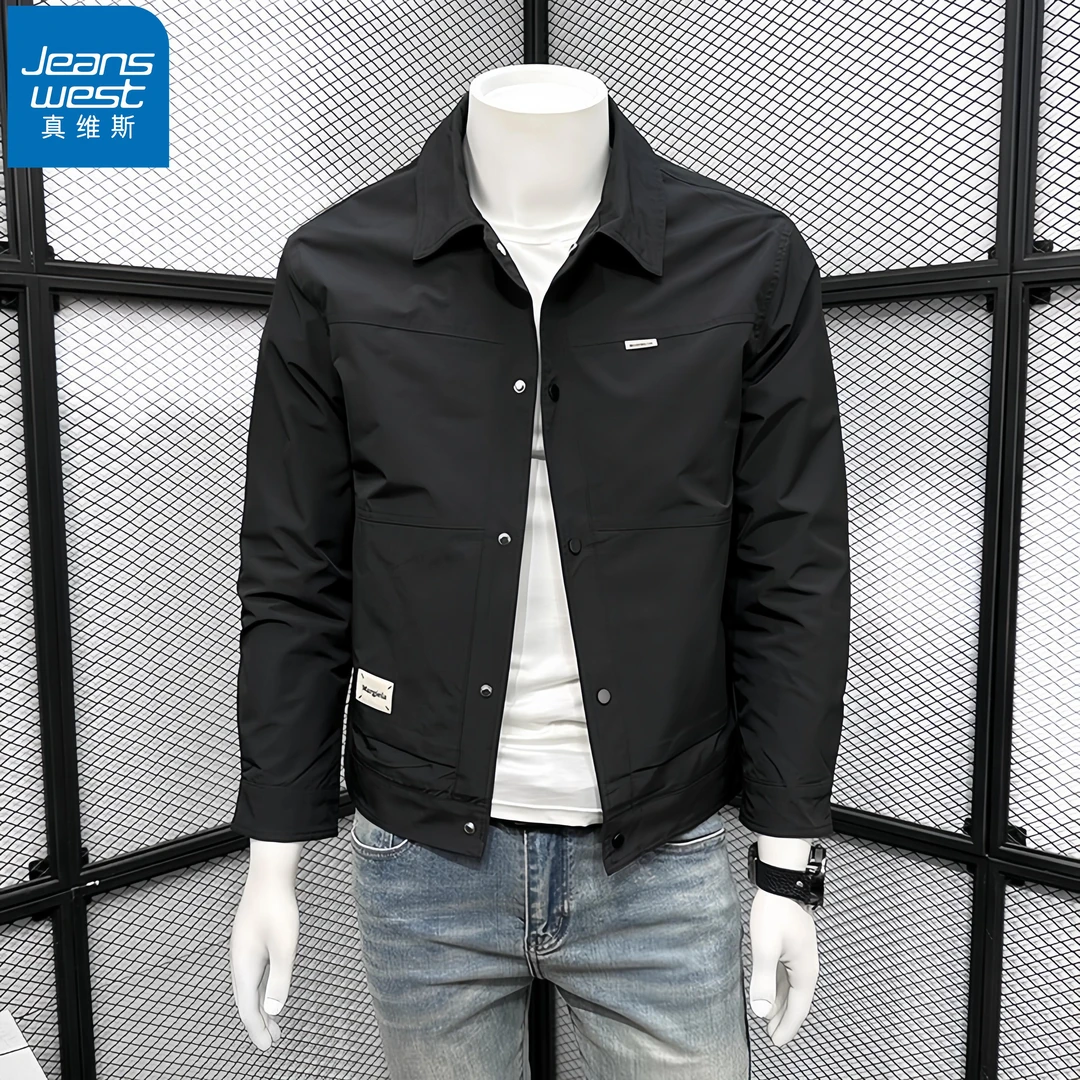 真维斯Jeanswest夹克男士帅气秋季潮牌百搭休闲修身免烫外套上衣