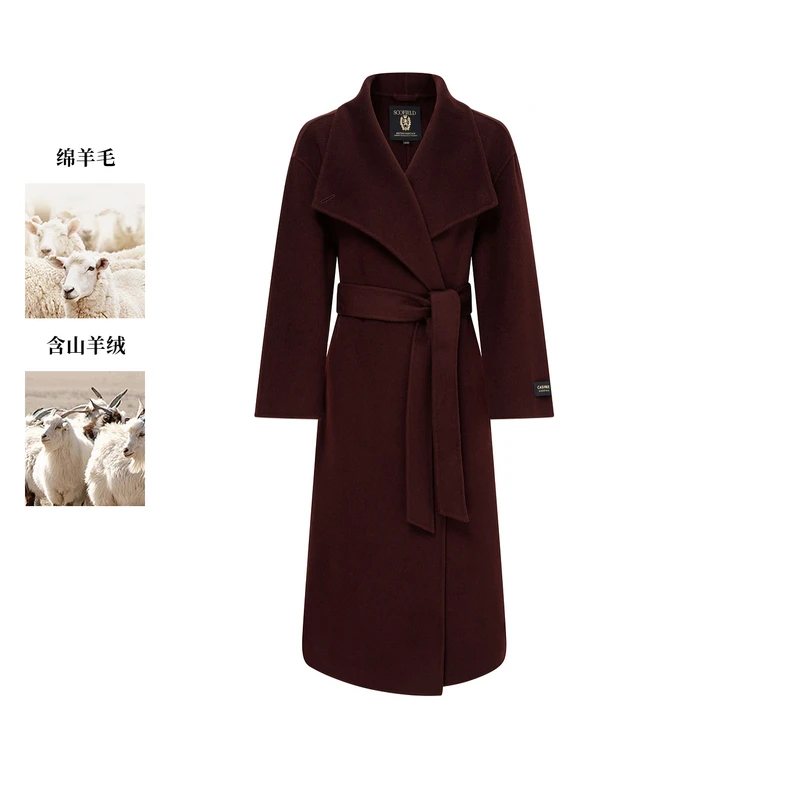 【绵羊毛+山羊绒】Scofield女装气质翻领双面呢大衣2025冬季新品