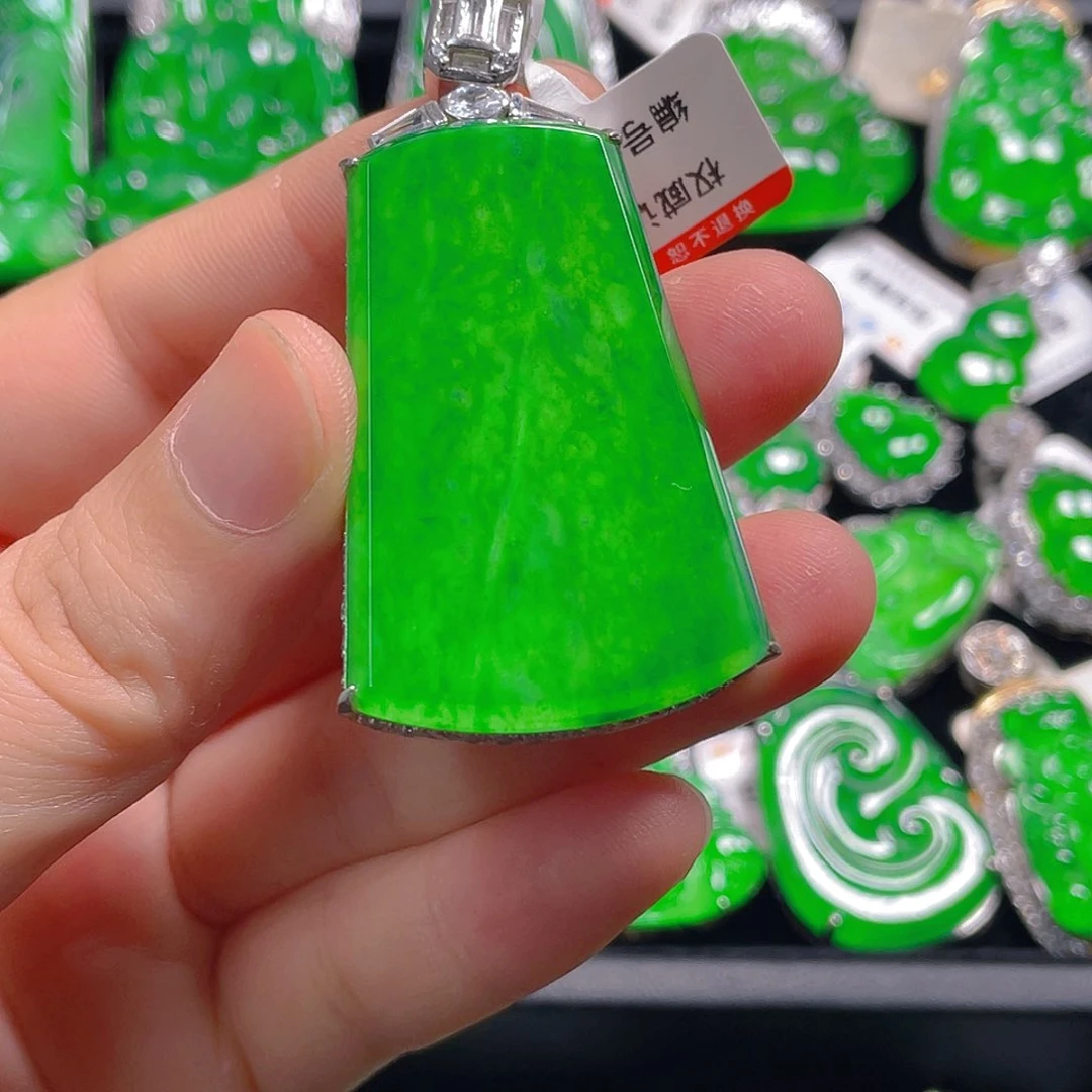 多***火翡翠银S925镶嵌吊坠(不含链)