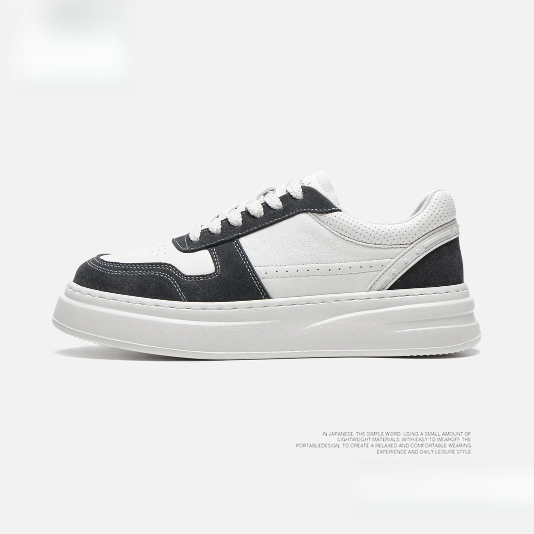 EGL夏季德训鞋真皮头层牛皮休闲板鞋韩版透气潮鞋小白鞋潮流低帮