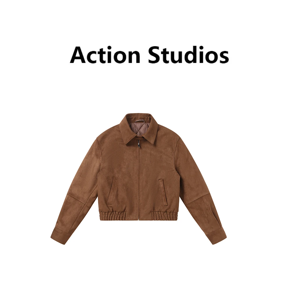 Action Studios 麂皮翻领90白鹅绒服休闲时尚复古夹克外套9276