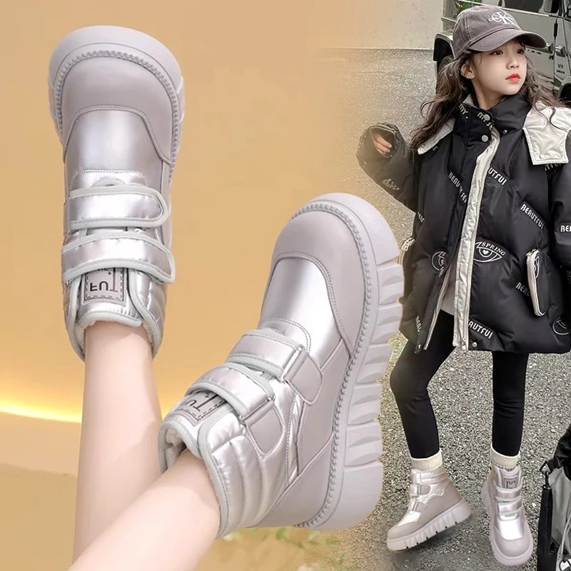 女童雪地靴2025冬季新款儿童防滑棉鞋女孩加绒棉鞋中大童防水短靴