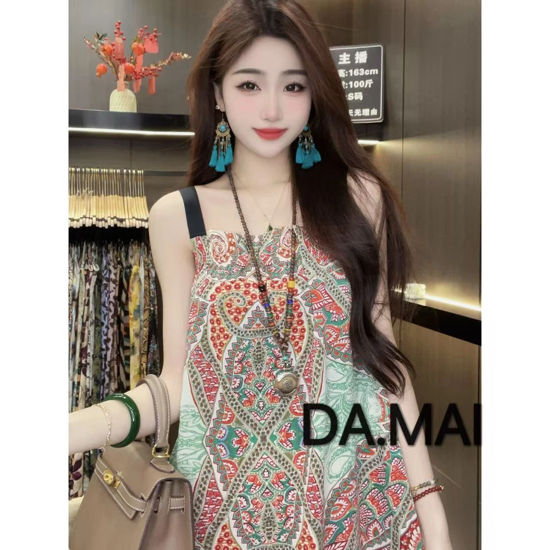 DA.MAI-8774#2025女款轻奢宽松长裙春夏缎料无袖气质时尚连衣裙