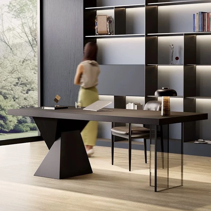 意式极简简轻奢书桌家用现代办公桌写字台桌子书房简约电脑桌