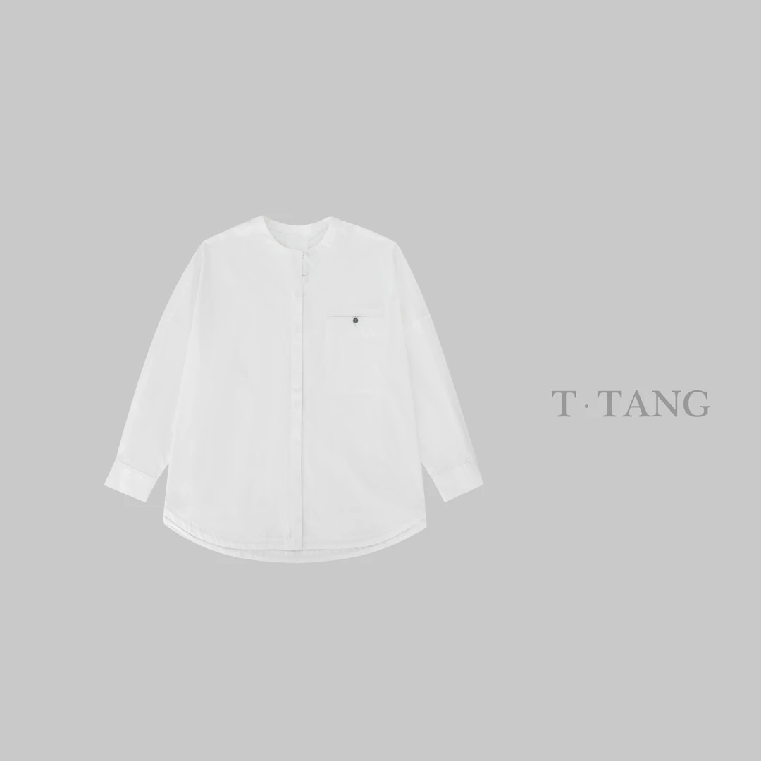 FL秋季60支平纹长绒棉时尚休闲潮流纯净简约中式宽松衬衫【6655】