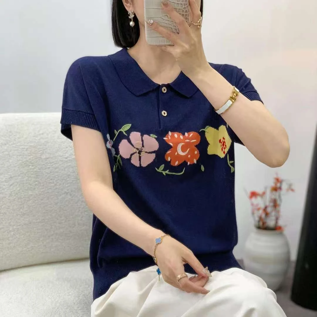【赠运费补贴】莱赛尔天丝~娃娃领新款短袖针织百搭夏季减龄509