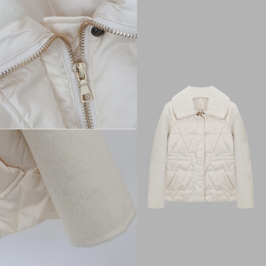 MardiMenzheLi#双面呢拼接羽绒服外套3671