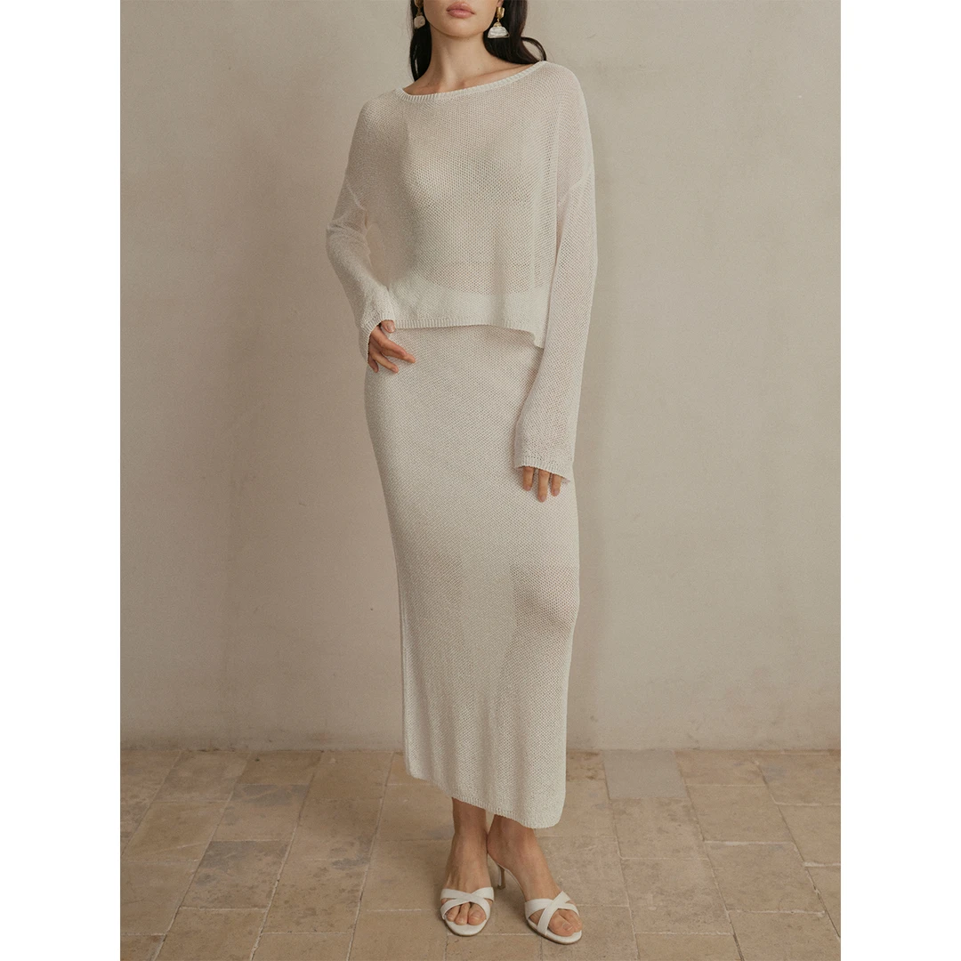 Daily romance25欧洲进口闪耀晨曦金/人鱼粉/幻彩白微透针织半裙