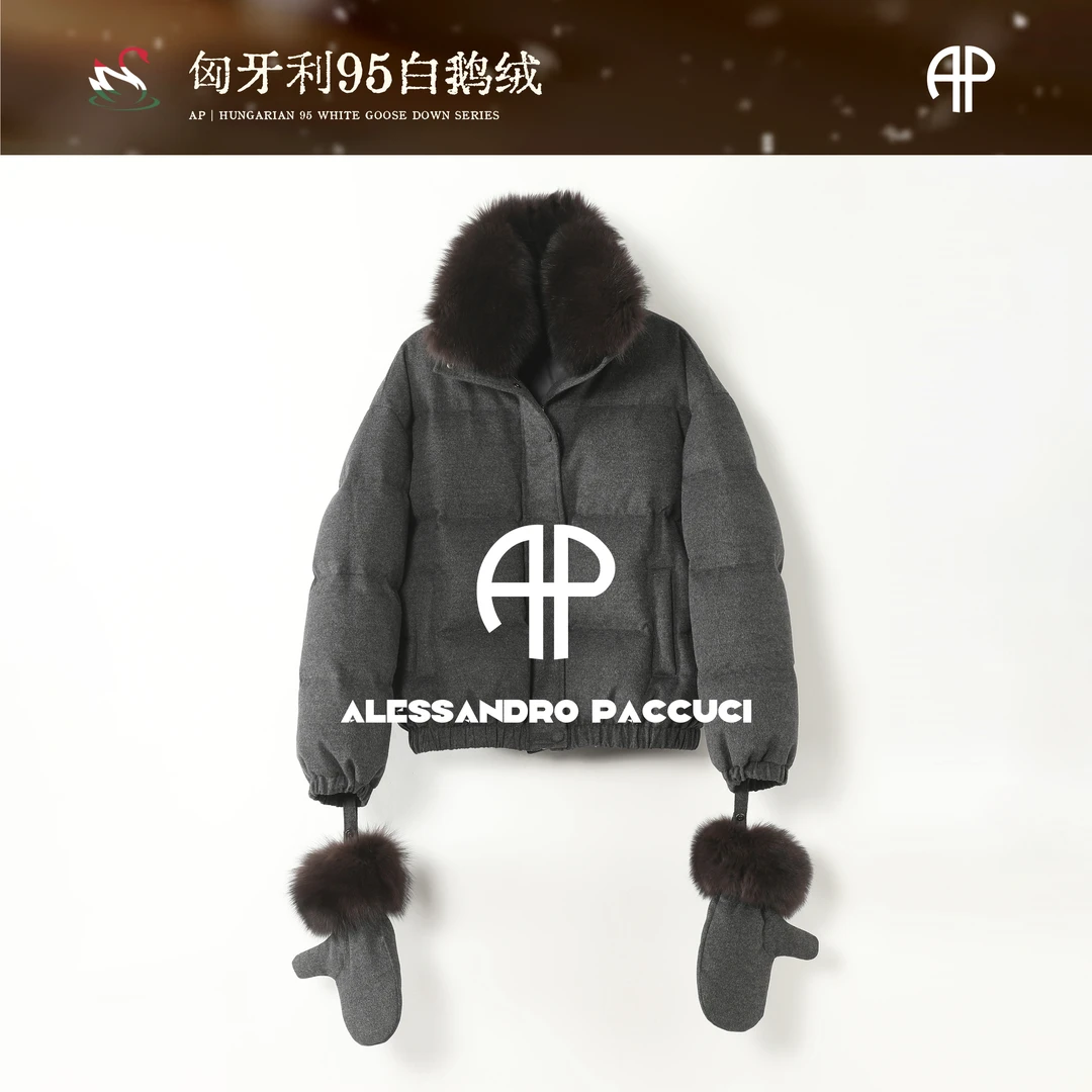 AP洛哥54020RR【手套鹅】匈牙利进口95白鹅绒+狐狸毛皮领保暖羽绒服