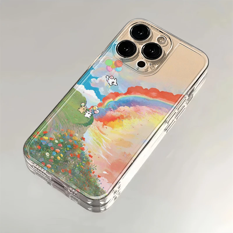 彩虹线条小狗适用iPhone16小米15华为苹果14promax手机壳12太空MT