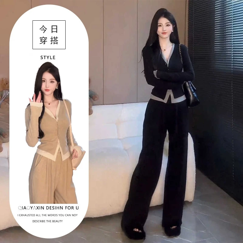 网红爆款运动套装女春秋2025新款时尚洋气设计感高档阔腿裤两件套