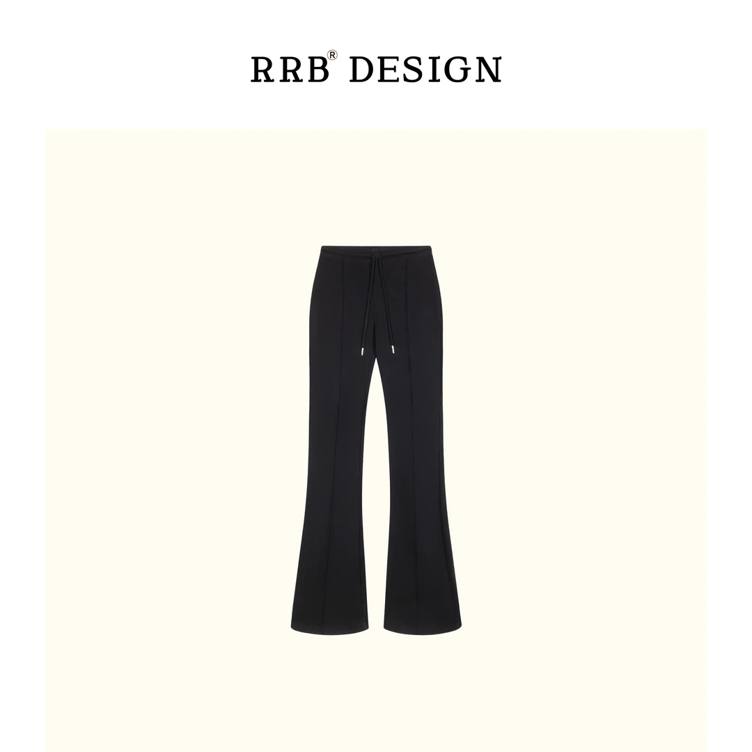 RRB Design「修身剪裁」高腰别致剪裁修身显瘦黑色百搭喇叭裤