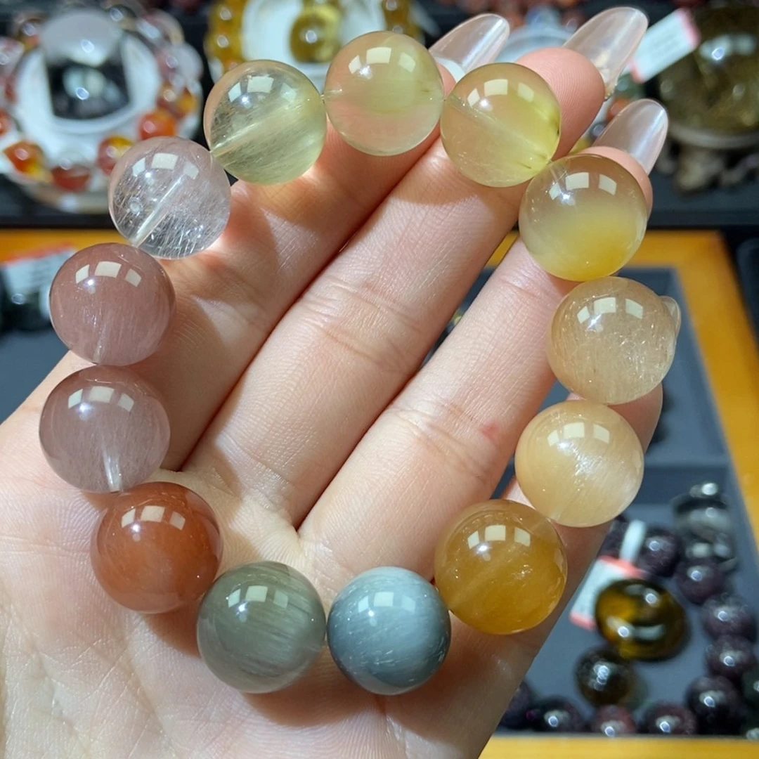 水晶彩兔毛手串未镶嵌15mm