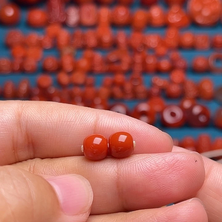 南红玛瑙未镶嵌配饰老型对珠7.2mm
