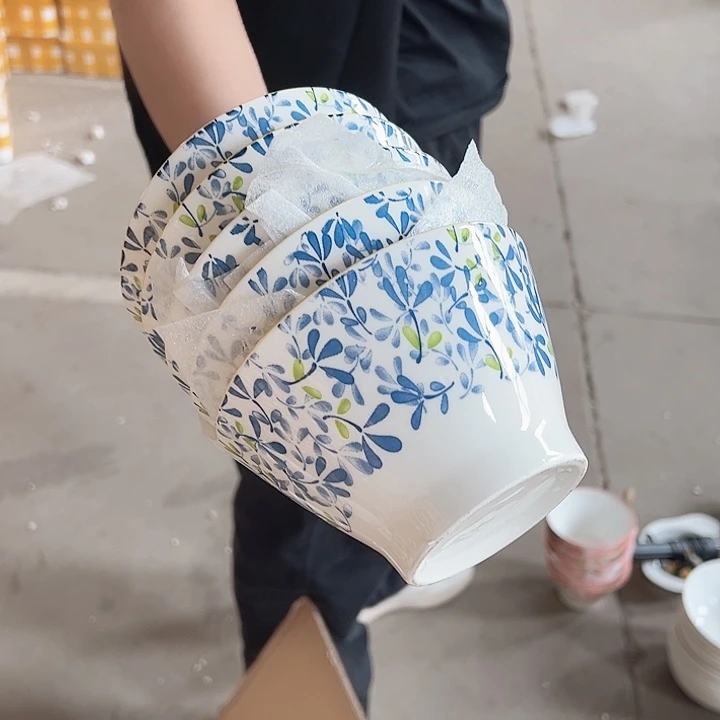 蓝色繁华5英寸斗笠碗5只破损包赔不补发