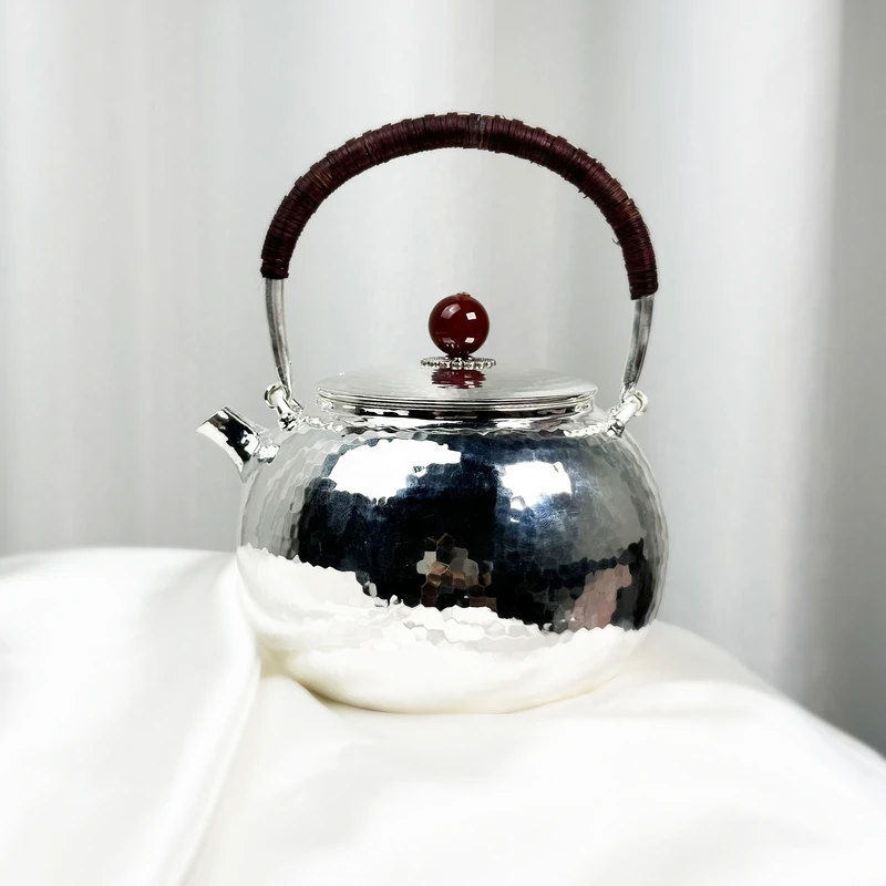 新品手工锤纹中号提梁壶烧水壶苹果型