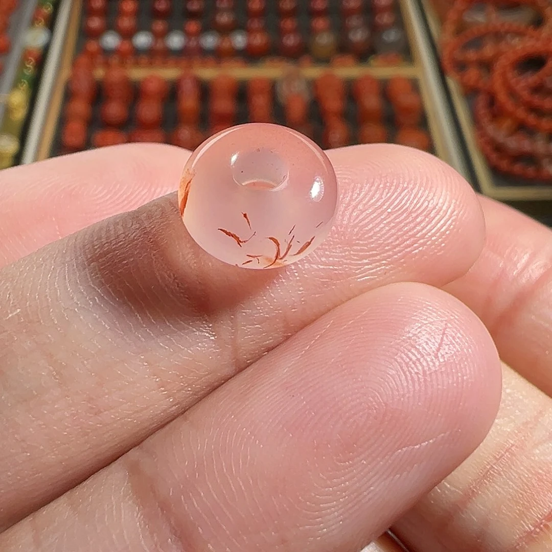 南红玛瑙珠宝奇石未镶嵌飘花卡环10X厚4.9m m