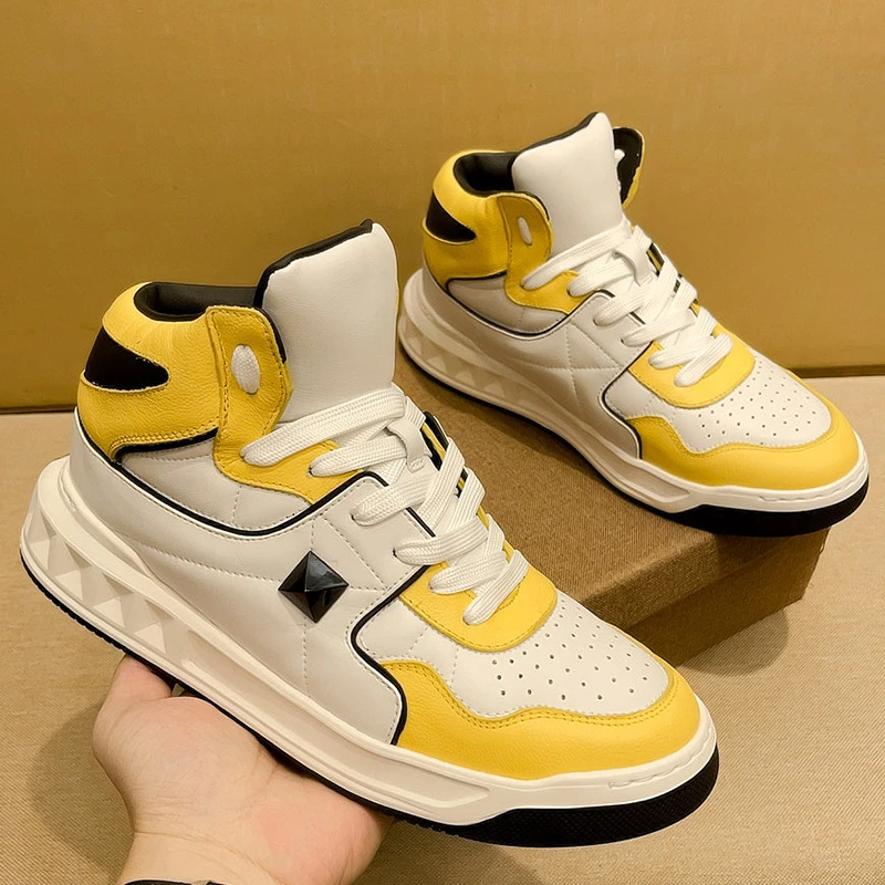 品华伦潮鞋板鞋男款高帮时尚百搭男士高级感秋冬厚底休闲男鞋