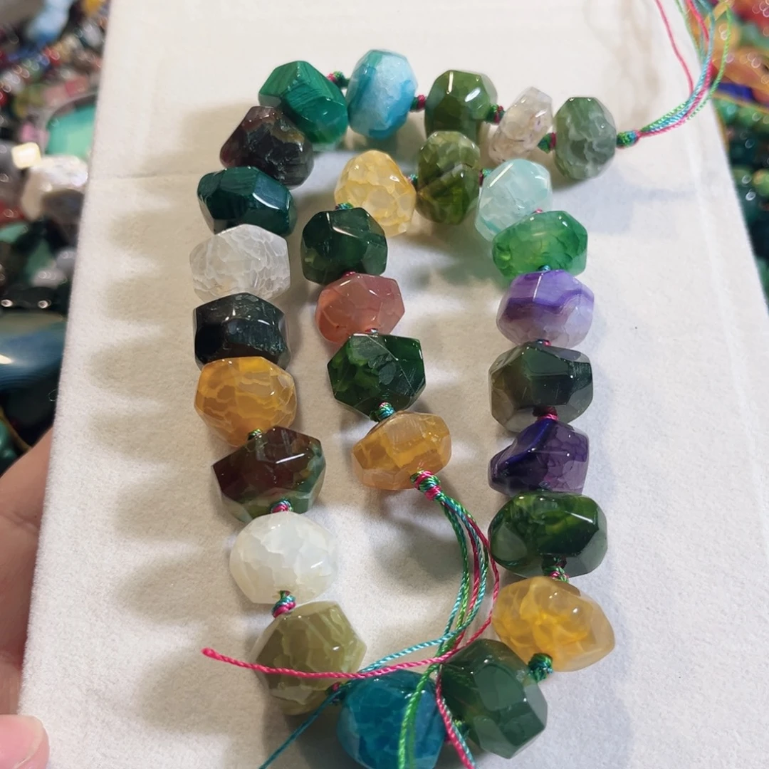 未镶嵌玛瑙/玉髓珠宝半成品八棱多宝一条20mm