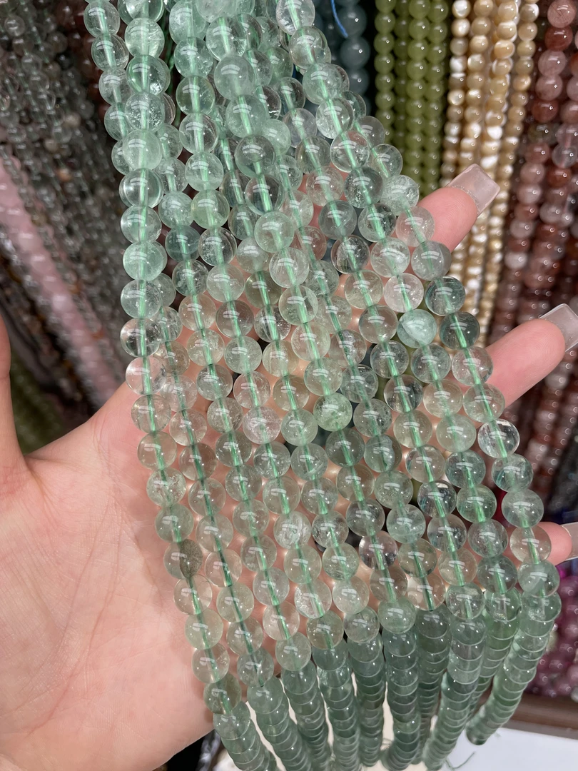 绿萤石   珠宝半成品散珠DIY批发