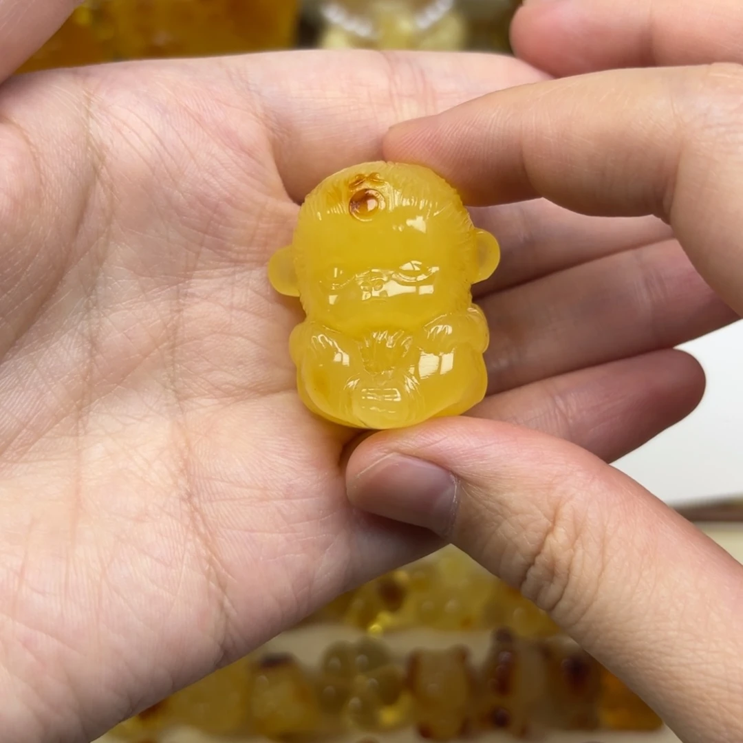 未镶嵌蜜蜡裸石蜜蜡吊坠打孔不退换