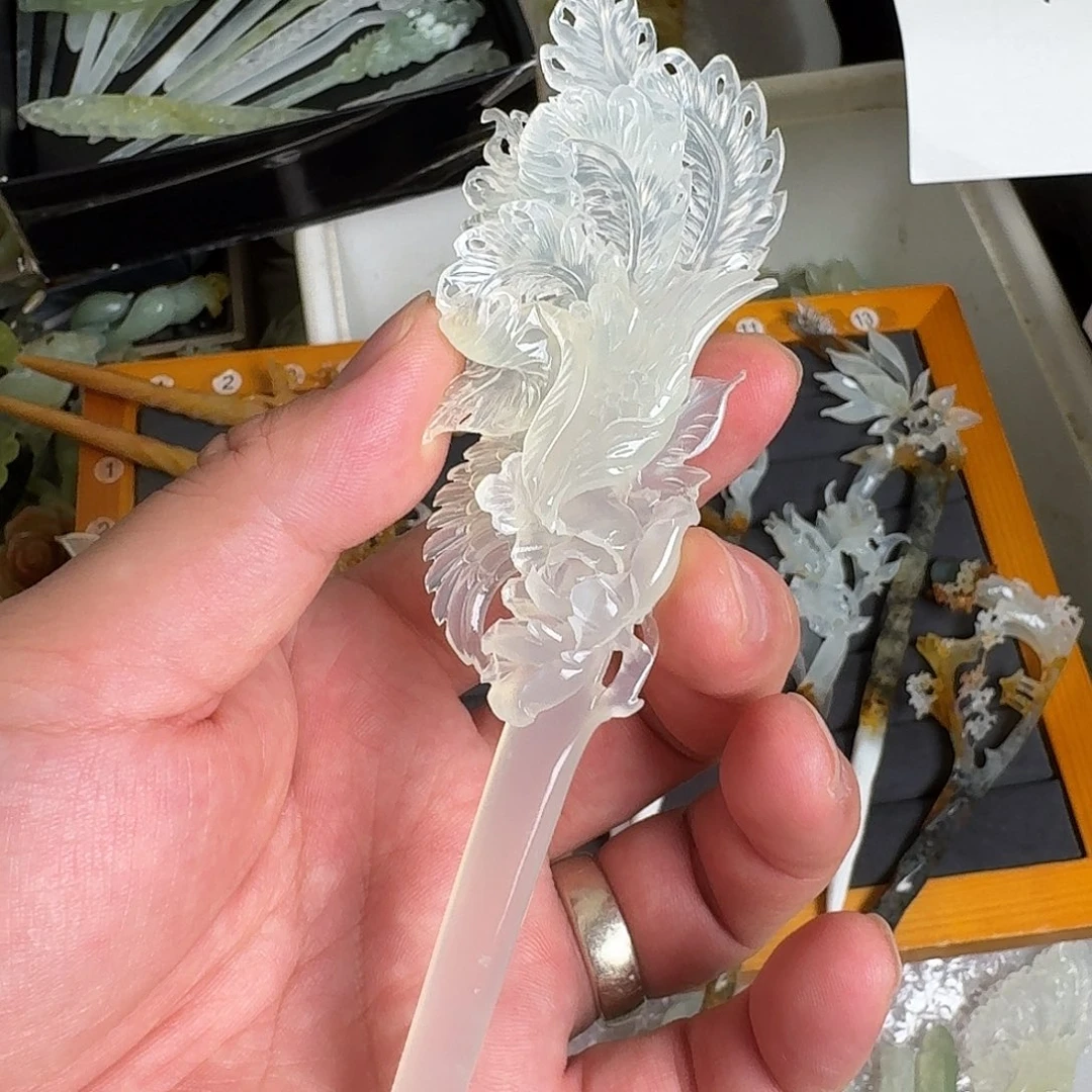 掌***M蛇纹石玉未镶嵌发饰