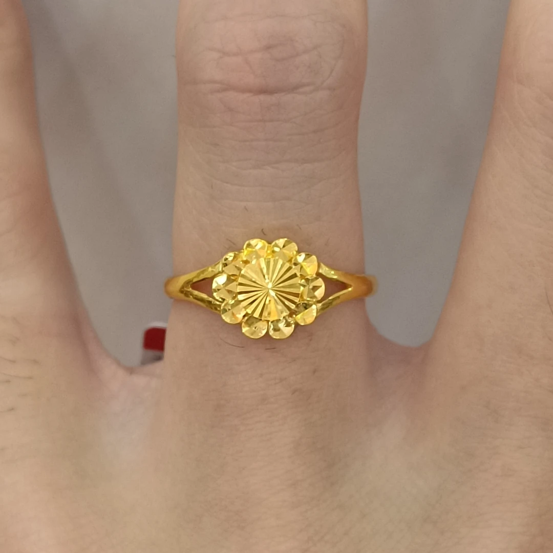 足金999黄金戒指正品纯黄金女戒实心活口精品女士戒指仿钻款3.64