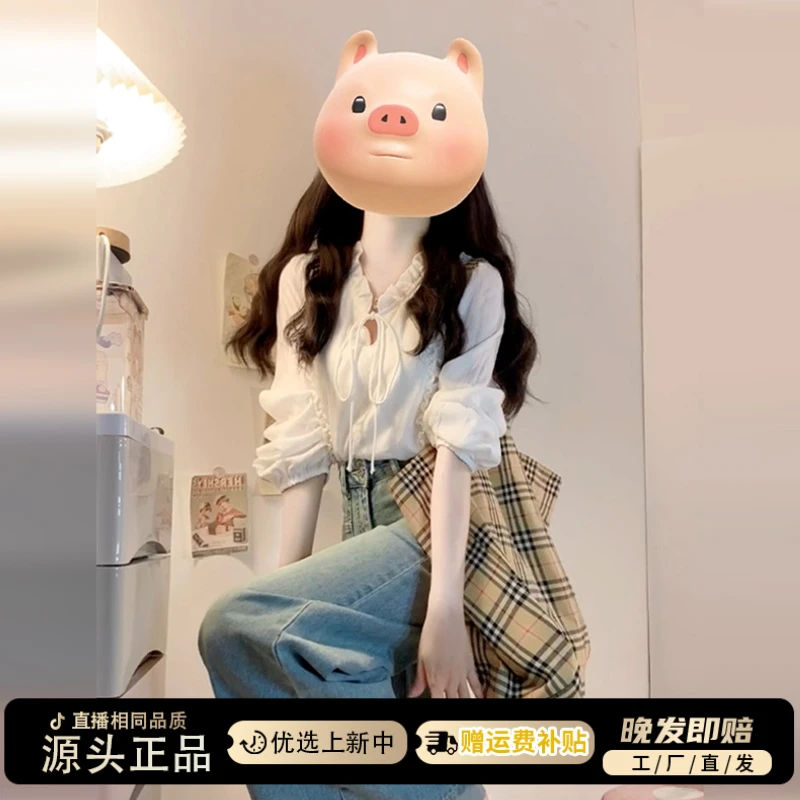 法式白色衬衫女长袖上衣开春小众穿搭衬衣女款2025新款爆款高级感