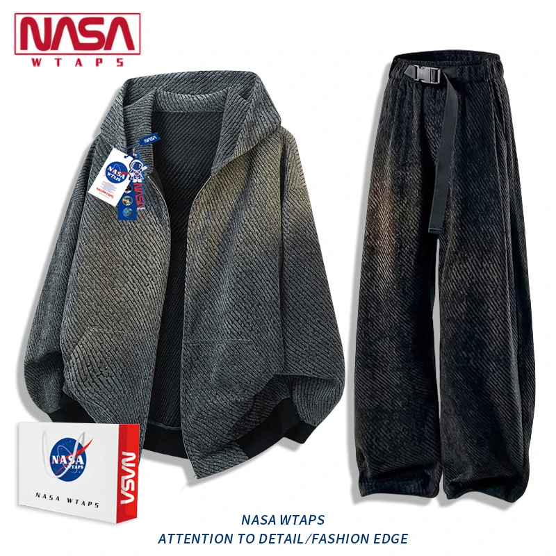 NASA WTAPS连帽外套男春秋季美式高级感休闲卫衣套装潮流轻奢男装