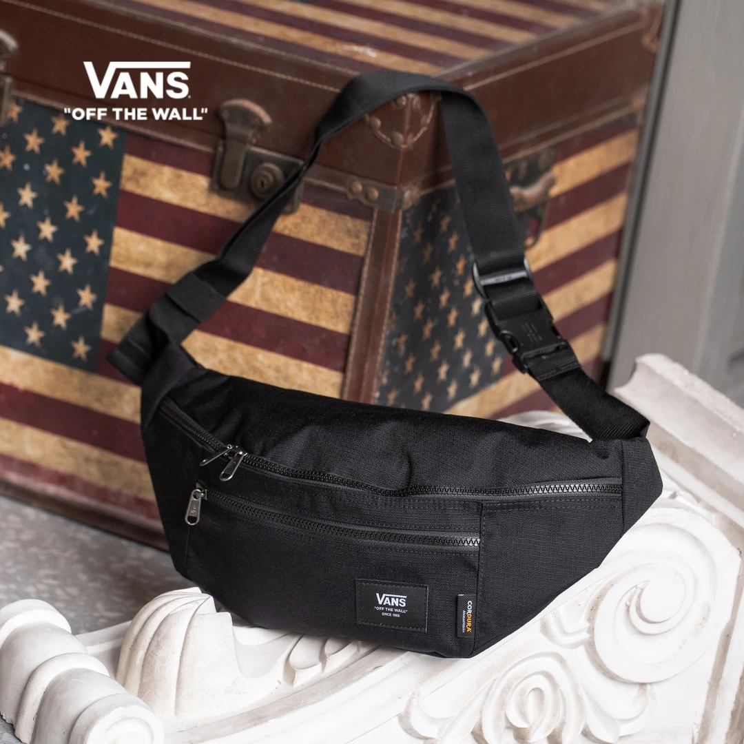 Vans范斯官方 户外百搭情侣腰包休闲纯黑个性高街 ZXX6ZC
