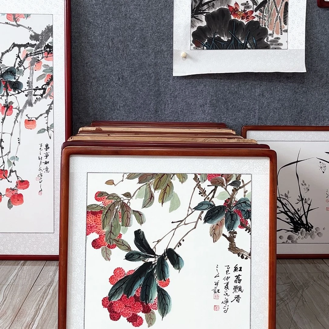 国画书画作品带框63×63