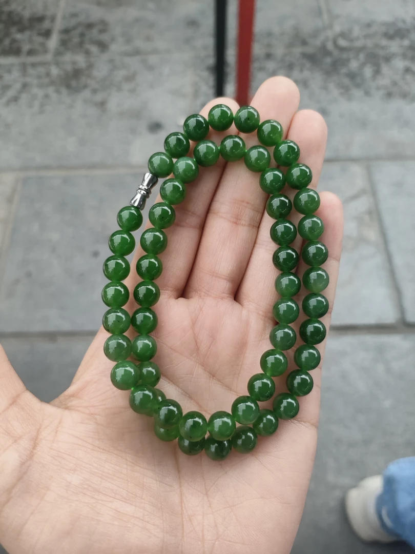 和田玉碧玉卡 8 妈妈链