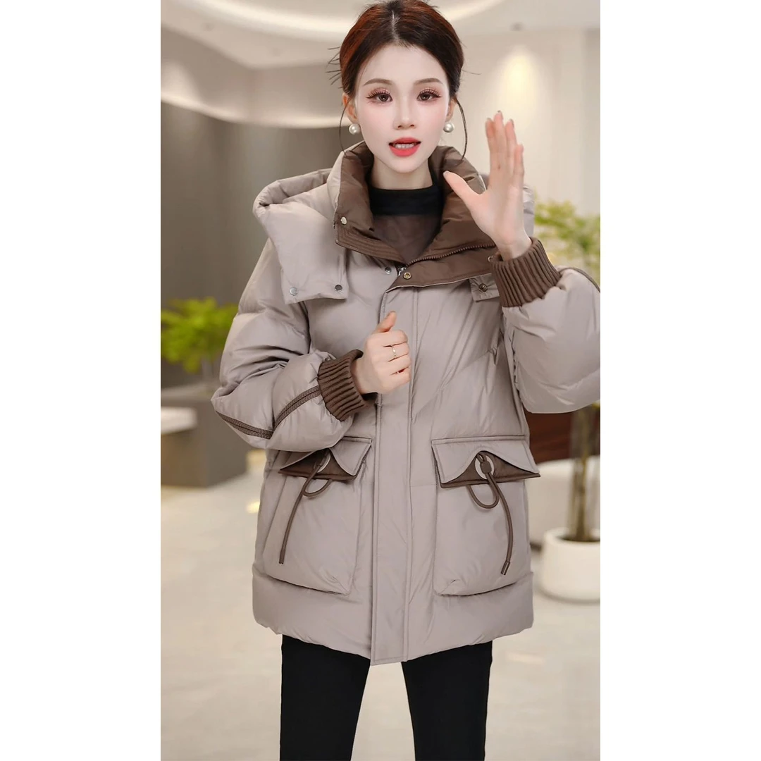 中长款羽绒服女2025新款冬装时尚加厚哑光免洗保暖白鸭绒翻领外套