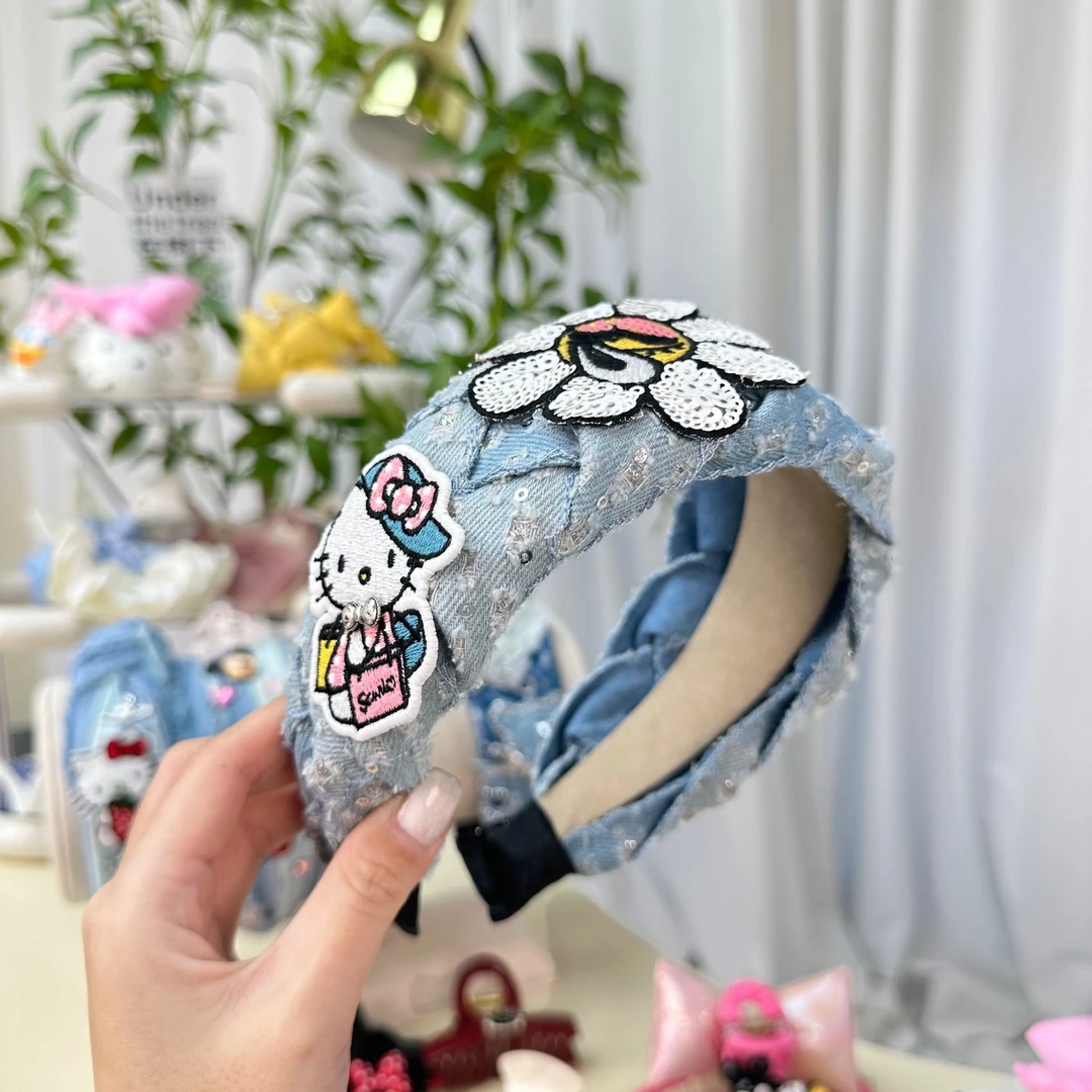 时尚复古牛仔kt猫咪发箍甜美少女心洗脸发束头箍百搭发卡发饰A128