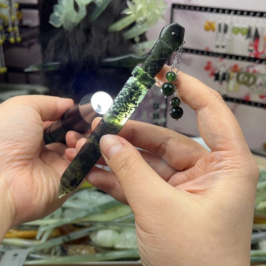 岫玉未镶嵌发饰长度14厘米左右