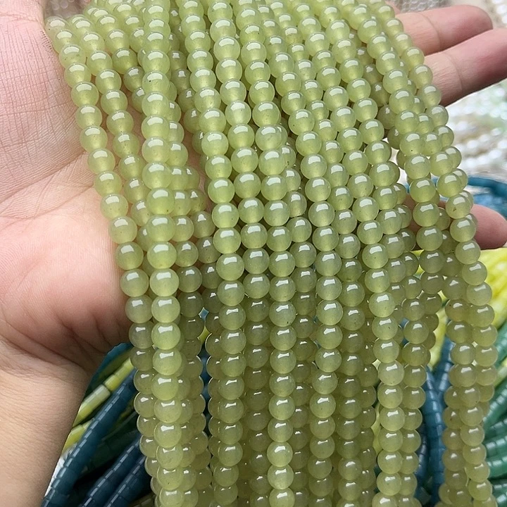 玛瑙/玉髓未镶嵌珠宝半成品2条6mm晴水和田玉