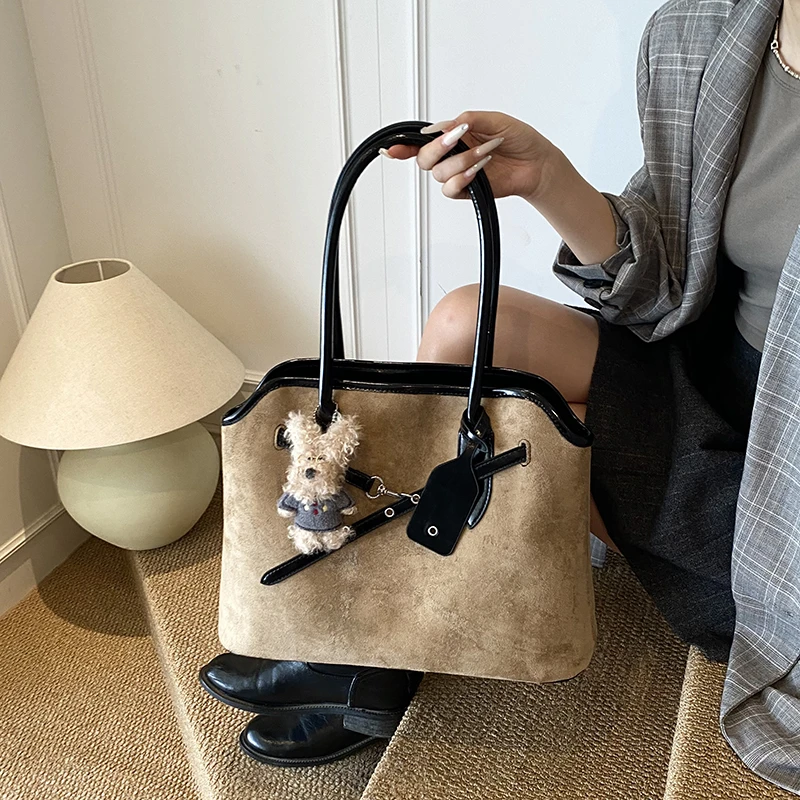 磨砂复古大容量包包女2025新款休闲时尚单肩斜挎包上班通勤托特包