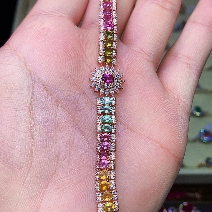 碧玺手链银S925镶嵌爱***寞111