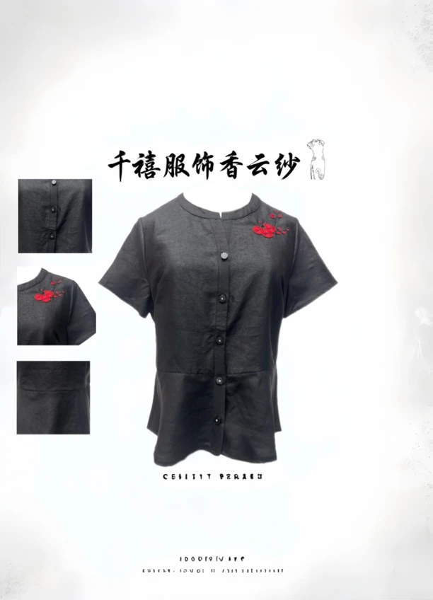 【千禧专属】783香云纱针织轻奢短款时尚休闲复古中国风短袖