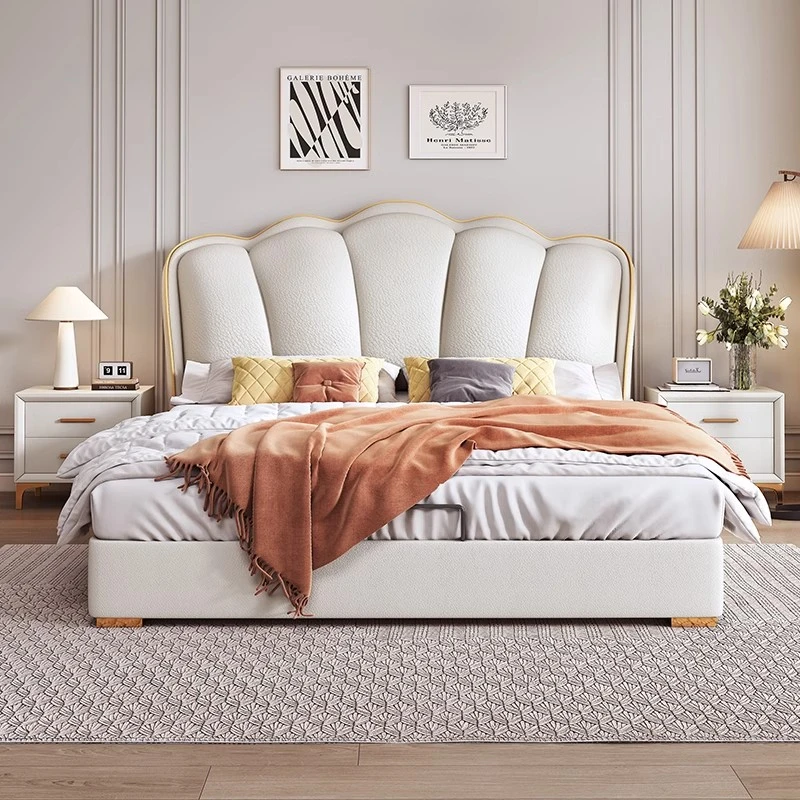 皮床简约轻奢贝壳儿童床1.5米男童1.8米储物床女童软真皮床包床